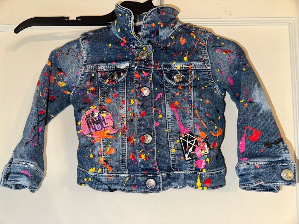 Graffiti Paint Splatter streetwear Denim Jacket custom upcycled Design y2k inspi